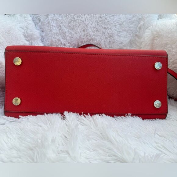 Michael Kors Red Medium Saffiano Leather Convertible Satchel Shoulder purse - Picture 7 of 16